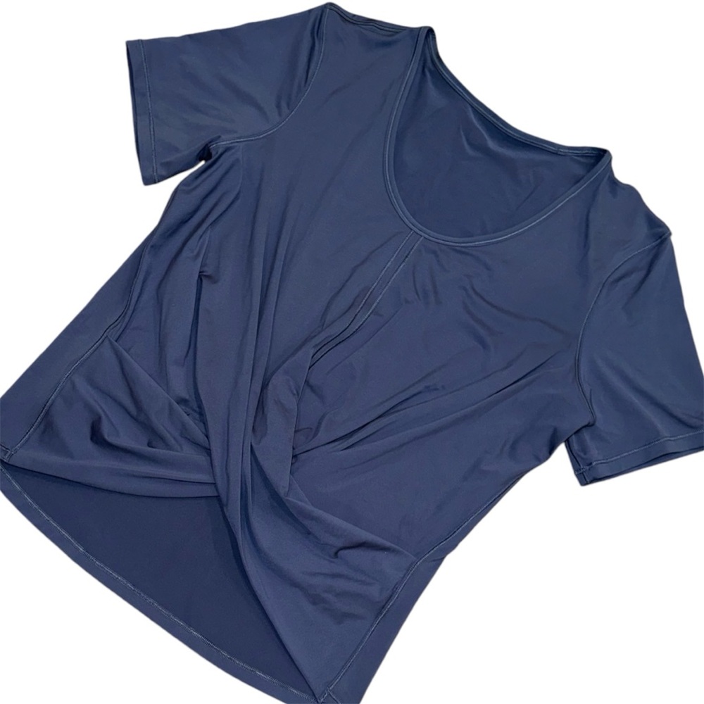 Lululemon Do the Daily Cross Front Short Sleeve Athletic Top Blue Small